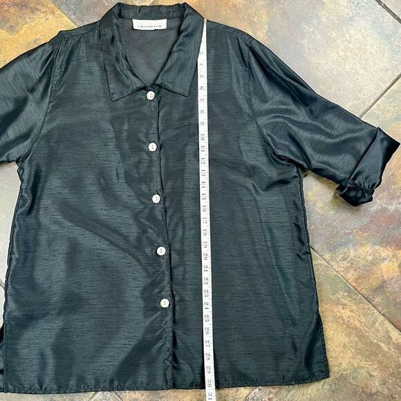 Caroline Rose Button Down 3/4 Sleeve Tunic Blouse - Picture 10 of 12